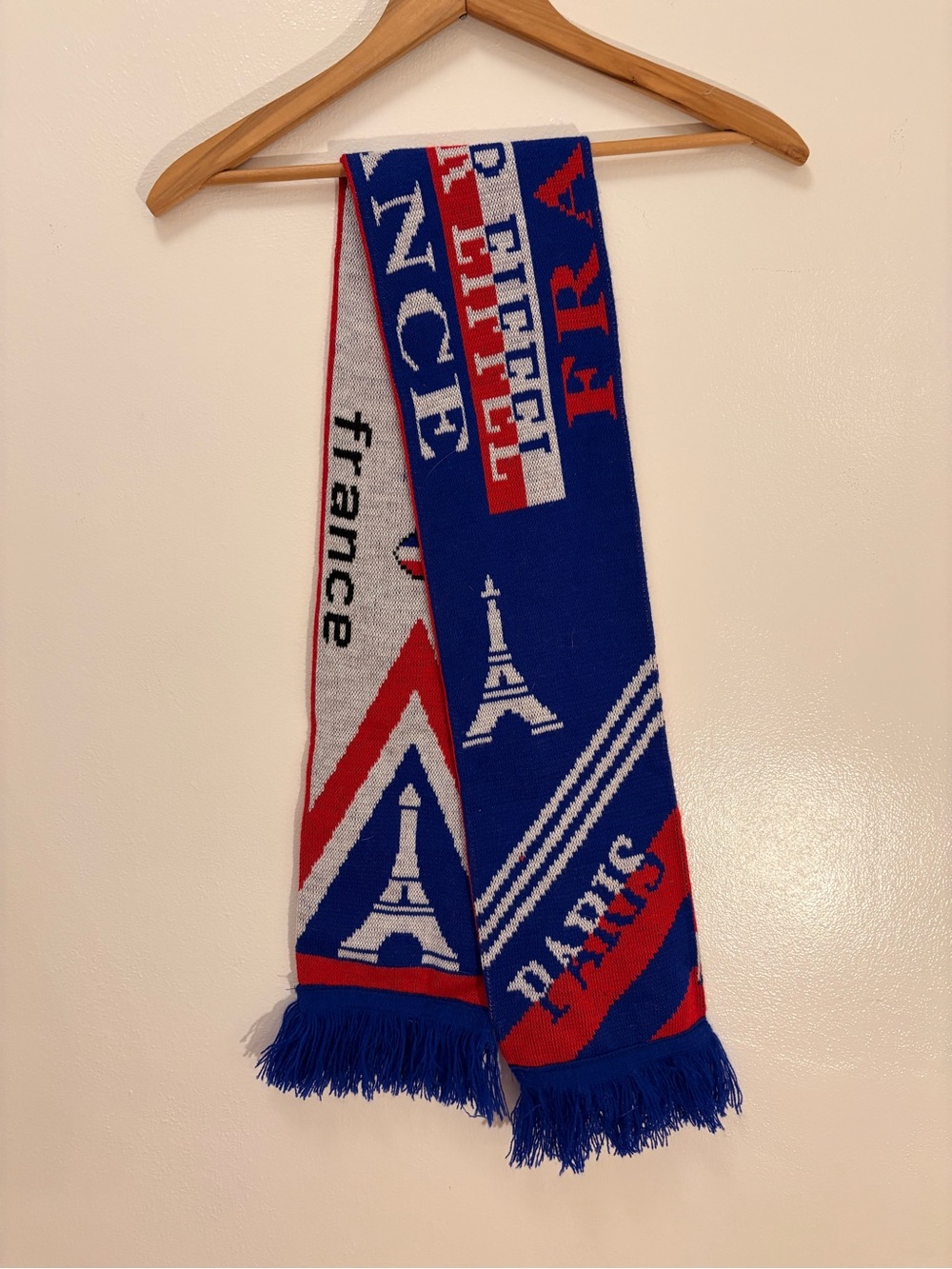Tour de France Blue & Red France Souvenir Scarf Paris Eiffel Tower